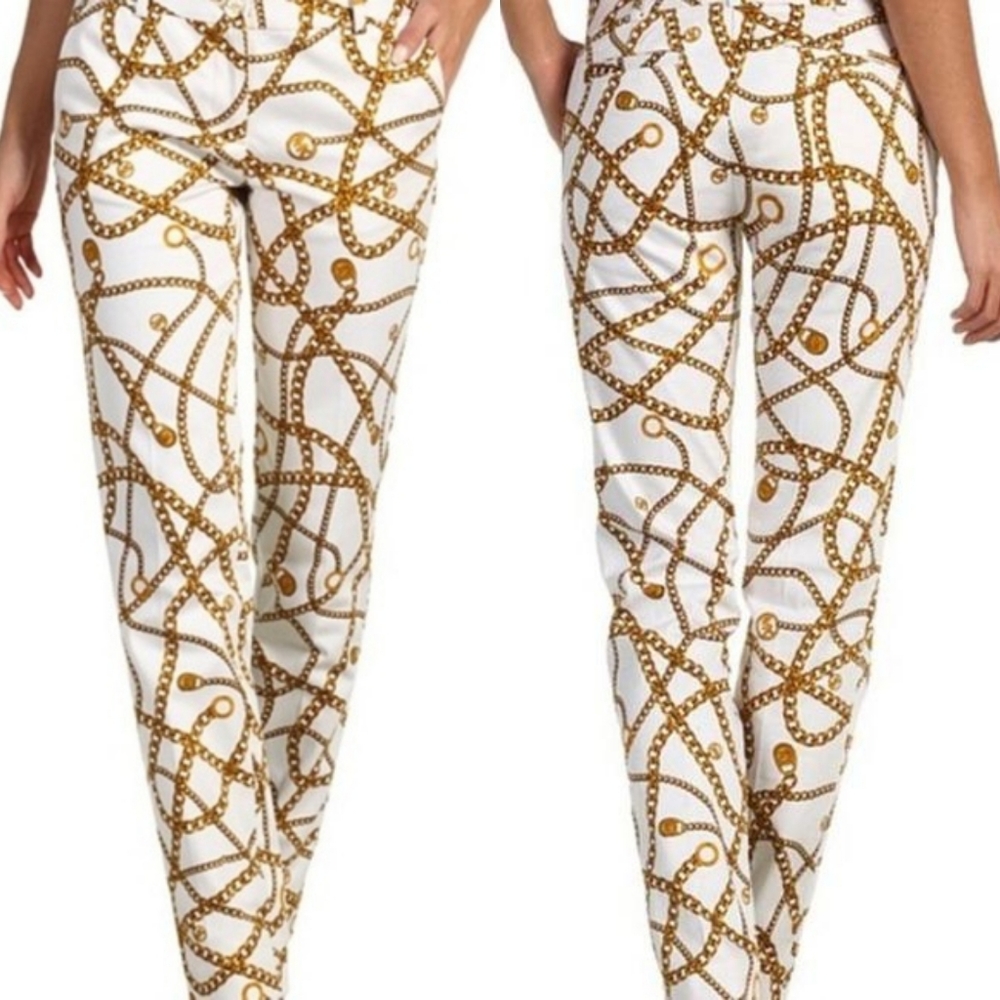 Michael Kors Denim Gold Chain Hamilton Pants ⛓️💛